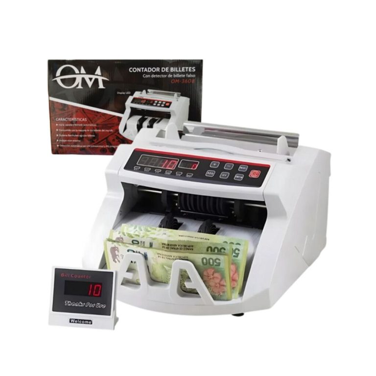 Maquina Contar Billetes OM OM3608 Gris Pesos/Dolar/Euro S/ Pantalla
