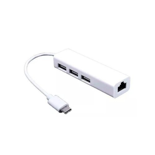 Informatica Hub NETMARK NM-TC40 TIPO C Macho a 3 Puerto USB + RJ45 fyazelectronica.com