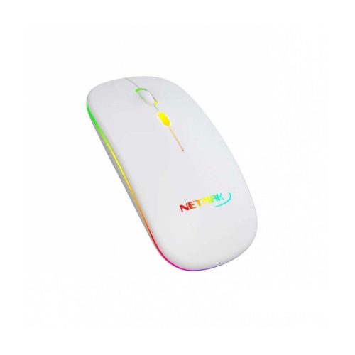 Informatica Mouse Inalambrico NETMAK NM-W90 Blanco Recargable fyazelectronica.com