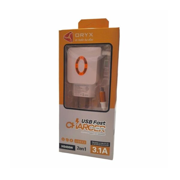 Cargador Celular V8 ORYX H5406W H5306W 2en1 3.1A