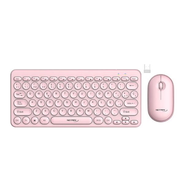 Kit Teclado y Mouse Inalámbrico Netmak NM-KB850 Rosa