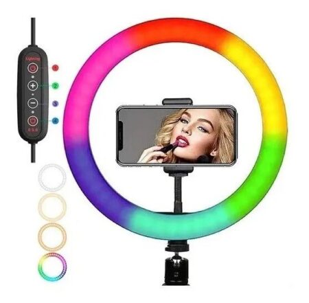 Aro Luz Selfie 26cm 3D RGB 3D-26 S/Tripode