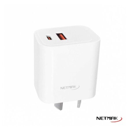Cargador USB Fuente y Tipo C Netmak CP7 20W