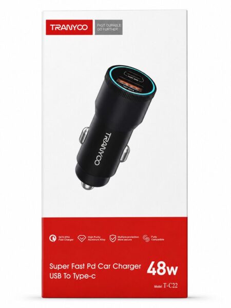 Cargador Auto TRANYCO USB + Tipo C T-C22